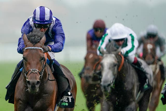 Hukum (left) was a decisive winner of Newbury's Geoffrey Freer Stakes