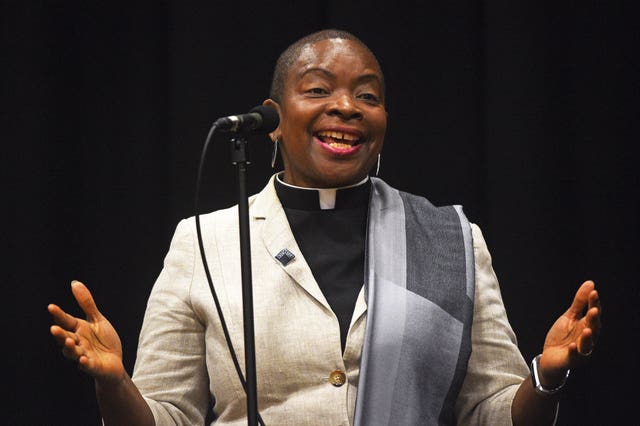 The Bishop of Dover, Rose Hudson-Wilkin, gestures while speaking