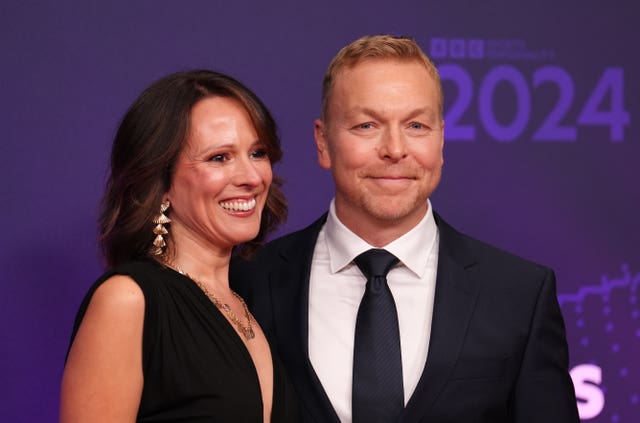 Sir Chris Hoy and his wife Sarra Kemp arriving for the 2024 BBC Sports Personality of the Year Awards 