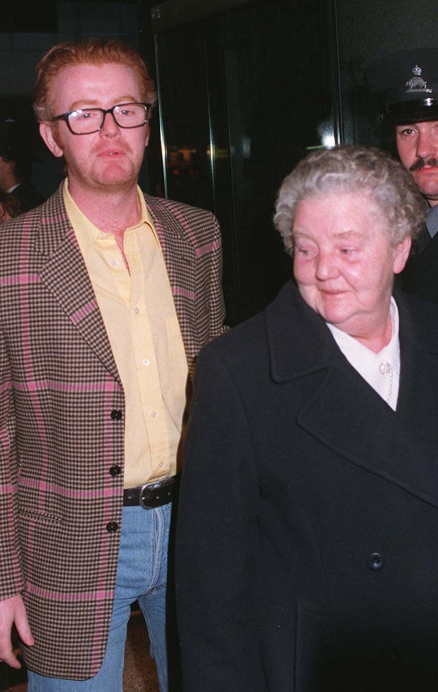 Chris Evans and his mother (PA)