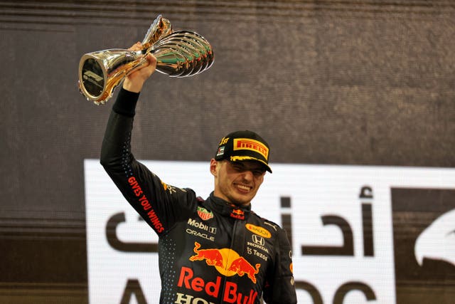 Max Verstappen celebrates his title win