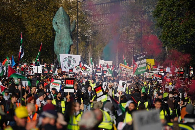 A pro-Palestinian protest in Park Lane 