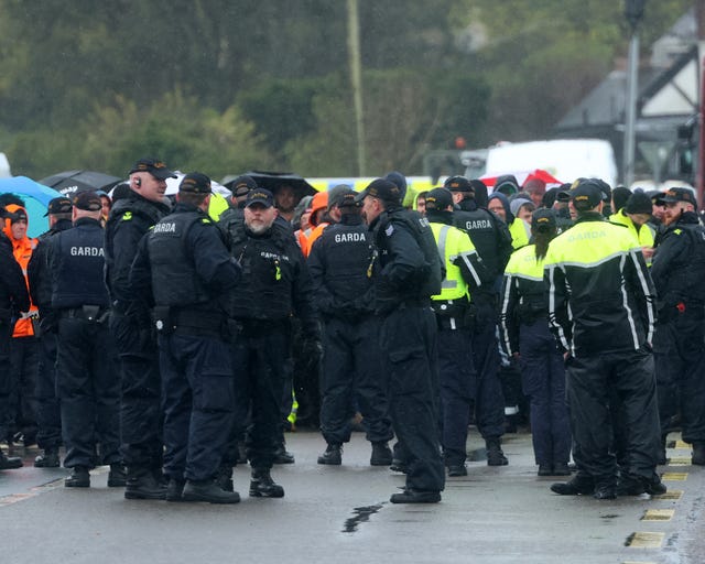 Gardai and protesters outside Whitegate oil refinery 