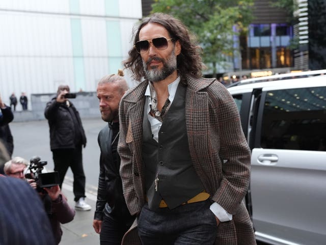 Russell Brand outside court