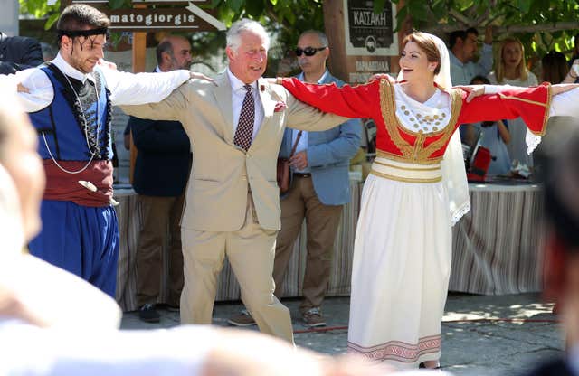 Charles on a previous visit to Greece (Andrew Matthews/PA)