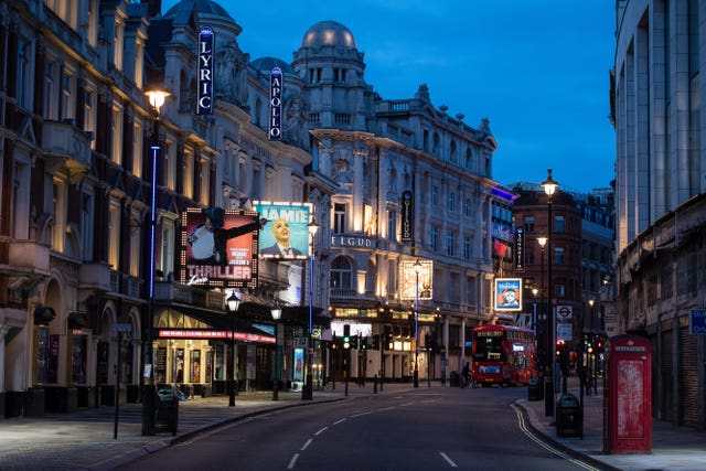 Theatres on Shaftesbury Avenue at night