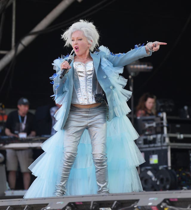 Cyndi Lauper performs on stage