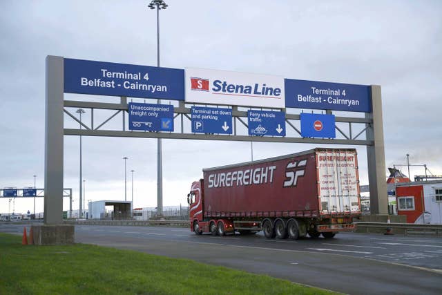 A freight lorry travelling through the Port of Belfast