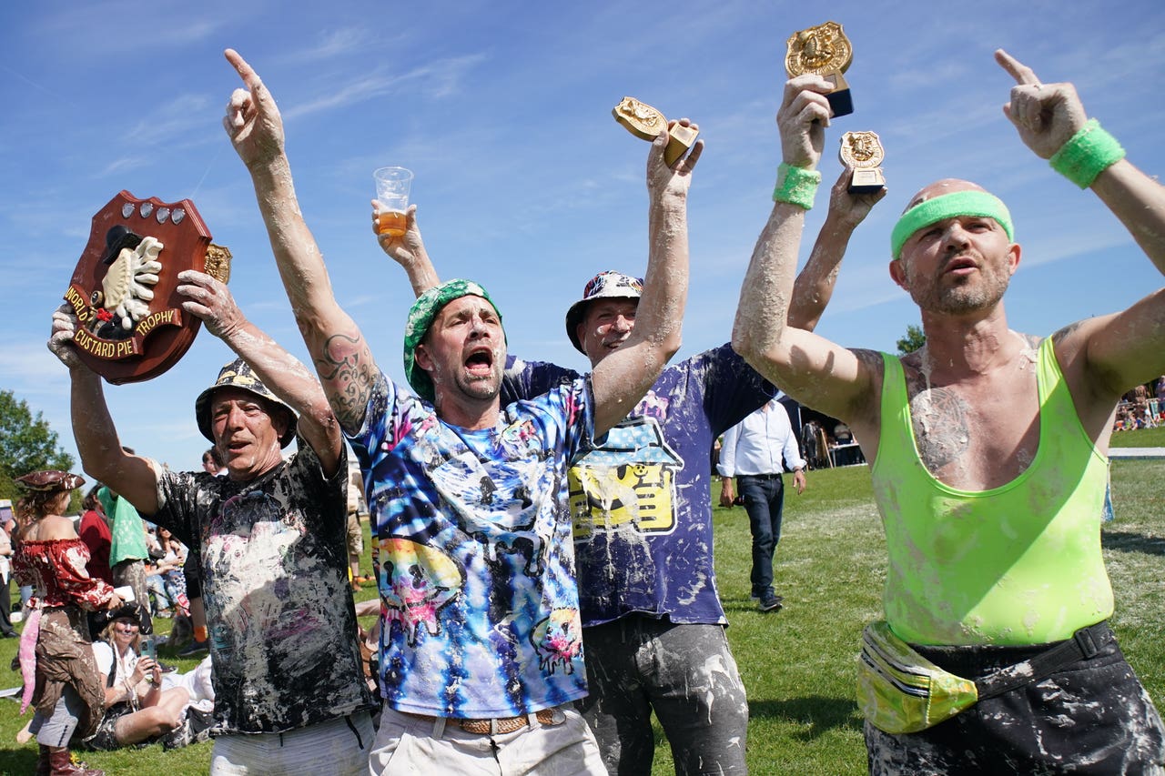Hundreds of spectators watch World Custard Pie Championships | Runcorn ...