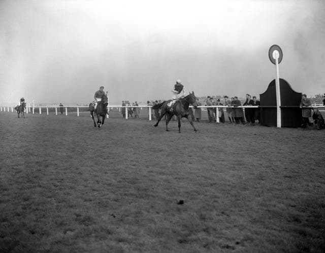 Tom's grandfather, Michael Scudamore, winning the National in 1959 aboard Oxo