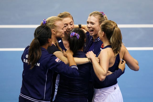 The British team celebrate reaching the semi-finals