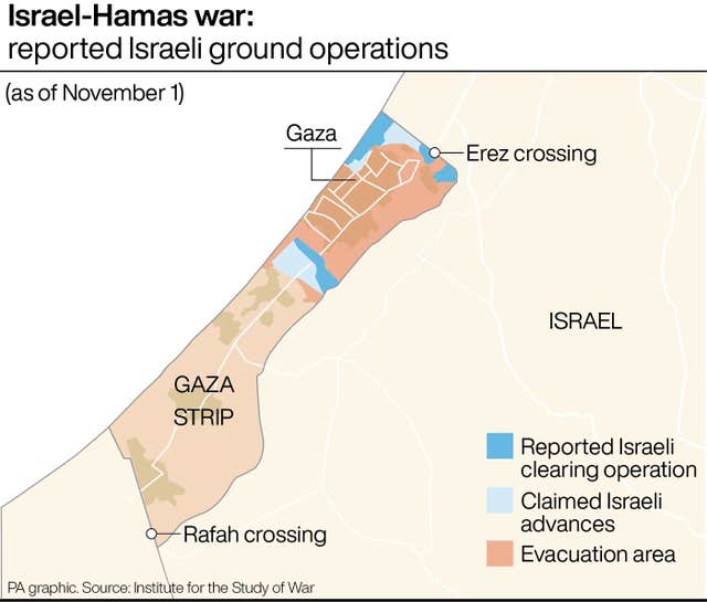 Israel-Hamas war: reported Israeli ground operations