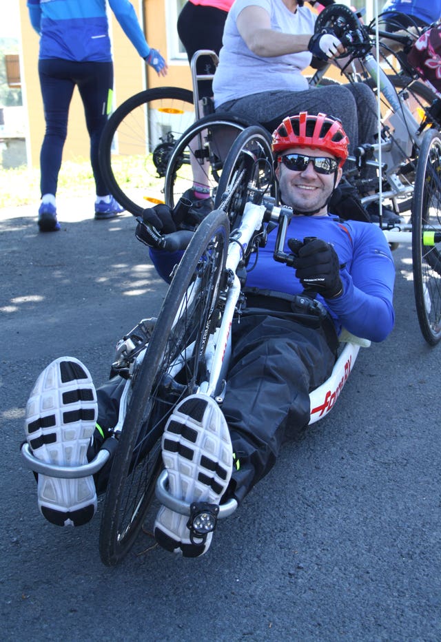 Gary Dawson, who is cycling in a virtual handcycling challenge with Martin Hibbert 