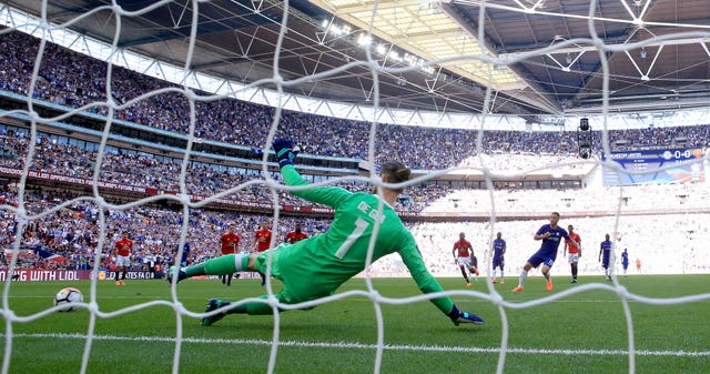 Belgium's Eden Hazard scores the decisive penalty in the 2018 FA Cup final for Chelsea