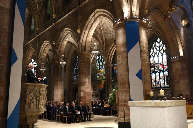 Mourners at St Giles Cathedral in Edinburgh during the public memorial service for the former first minister of Scotland Alex Salmond, who died aged 69 in October