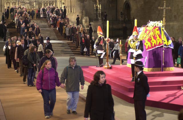The Queen Mother's lying in state in 2002