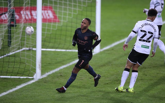 Raheem Sterling scores Manchester City''s second goal