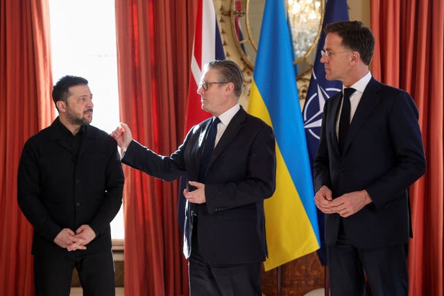 Sir Keir Starmer, Ukrainian President Volodymyr Zelensky and Nato secretary-general Mark Rutte 