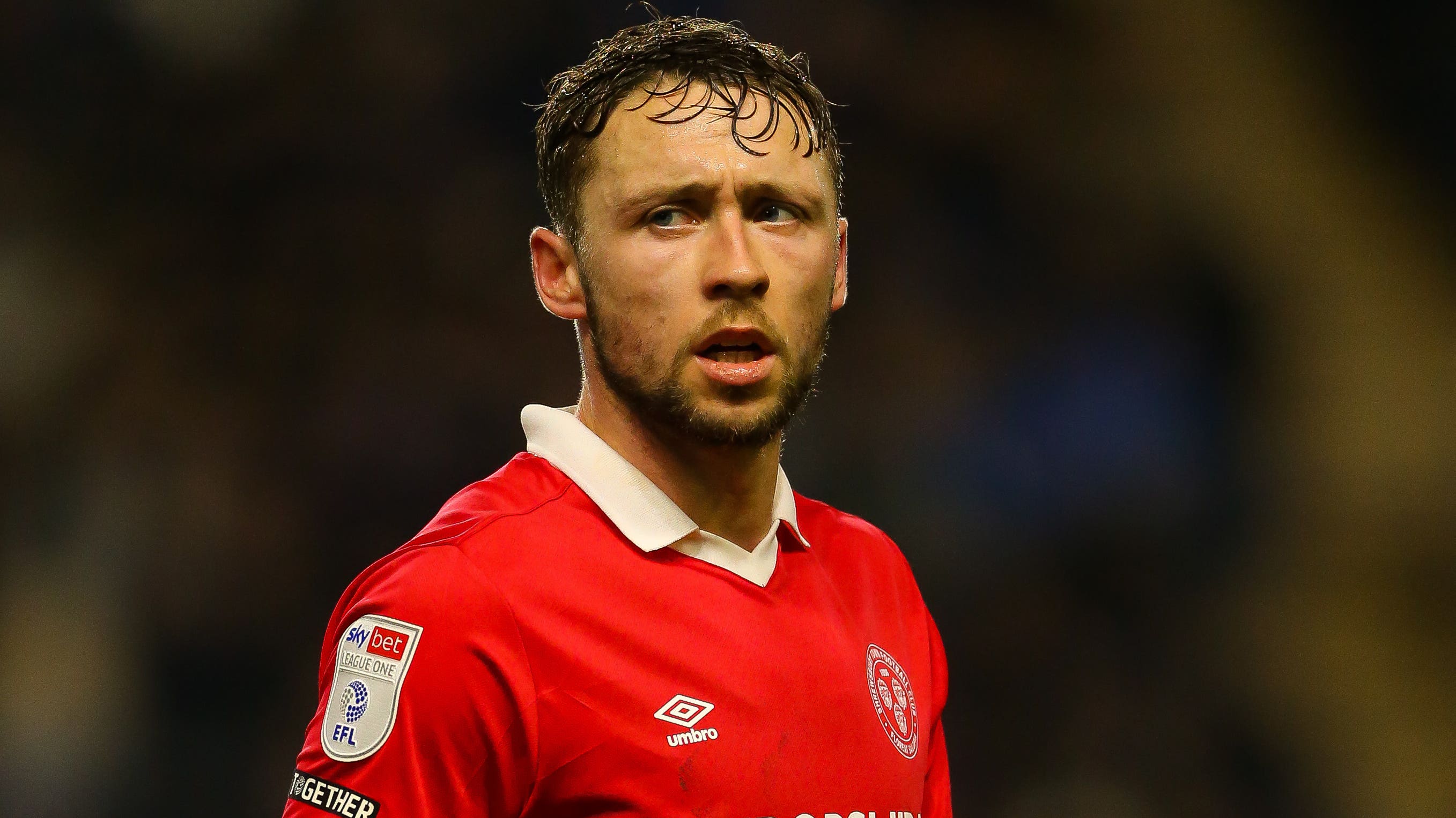 Matthew Pennington scored Shrewsbury’s second goal against Peterborough (Barrington Coombs/PA)