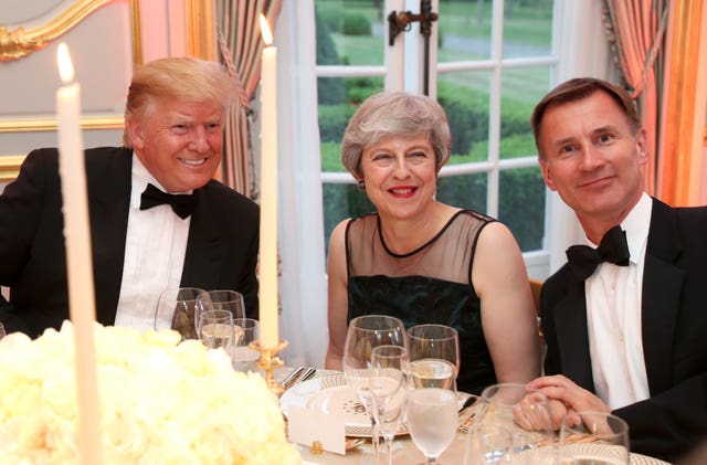 Donald Trump, Theresa May and Jeremy Hunt