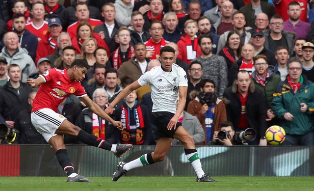 Marcus Rashford scored twice as United beat Liverpool 2-1 in March 2018.