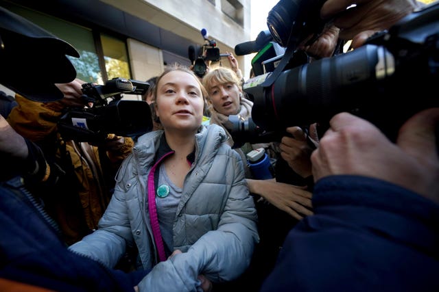 Greta Thunberg outside court