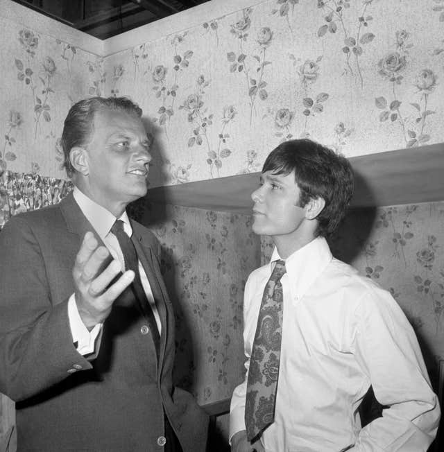 Sir Cliff Richard with US evangelist Billy Graham in 1967 (PA)