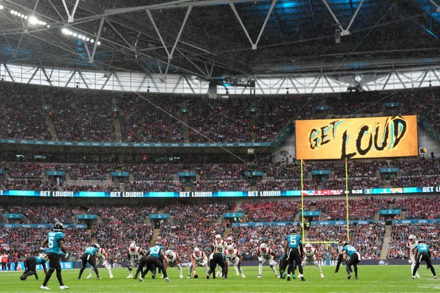 A general view of play during the NFL International match at the Tottenham Hotspur Stadium