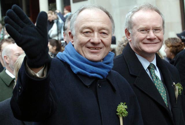 Ken Livingstone with then Sinn Fein Deputy Leader Martin McGuinness during the St Patrick’s Day Parade in 2006 (Stefan Rousseau/PA)
