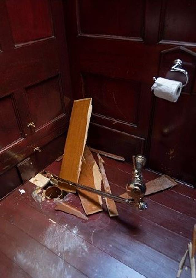 The damage after thieves stole the gold toilet 