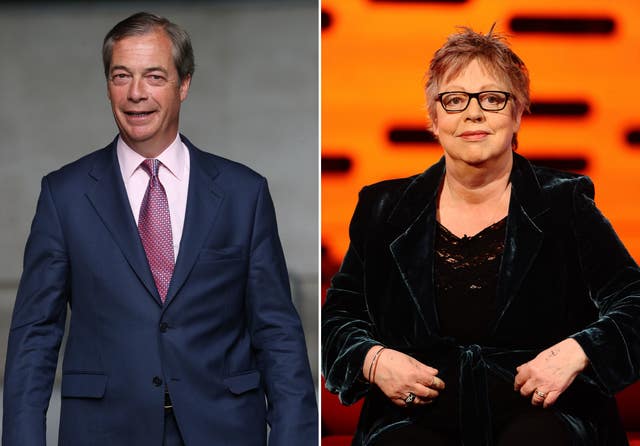 Nigel Farage and Jo Brand dispute