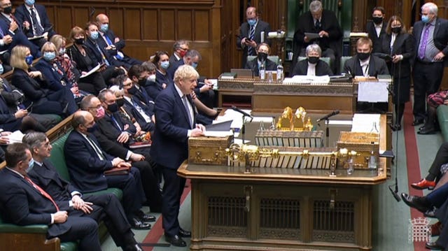 Prime Minister Boris Johnson delivers a statement on Ukraine (House of Commons/PA)