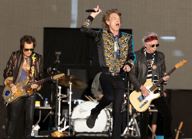 Ronnie Wood, Mick Jagger and Keith Richards of The Rolling Stones