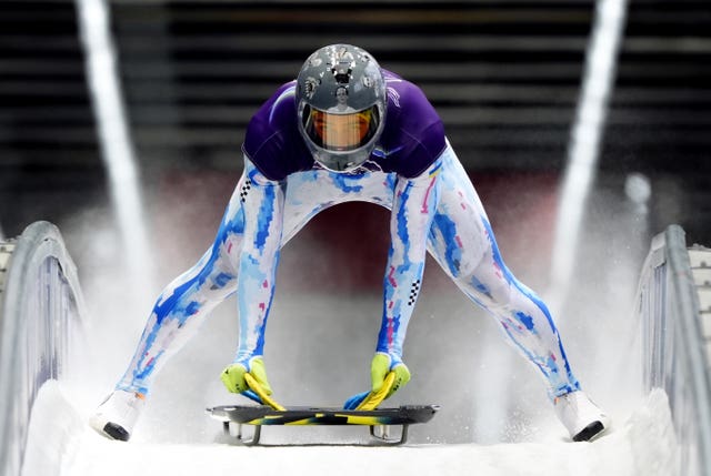 Vladyslav Heraskevych during training for the skeleton