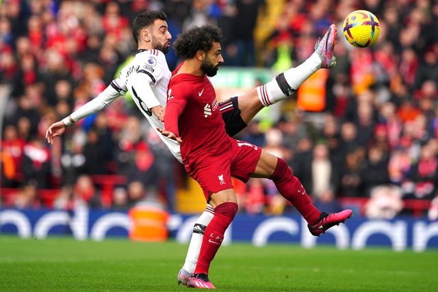 Bruno Fernandes (left) in action