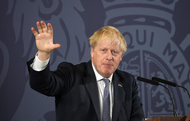 Prime Minister Boris Johnson during his speech at Blackpool