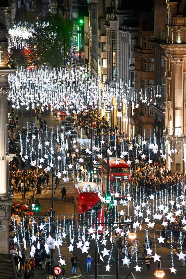 Oxford Street in London following its annual Christmas lights switch-on