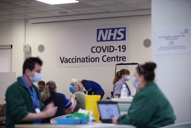 Medical staff and volunteers during a mass Covid-19 vaccination