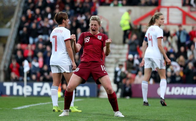 England's Ellen White was on target against Spain 