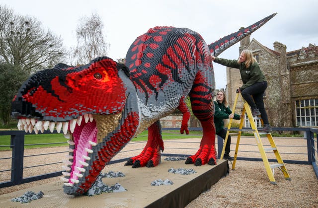 Lego dinosaur sculpture