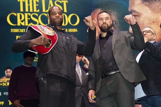 Daniel Dubois (left) and Joseph Parker during a press conference in London