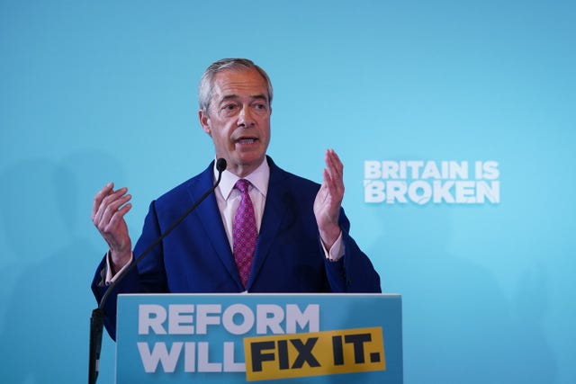 Nigel Farage at a press conference