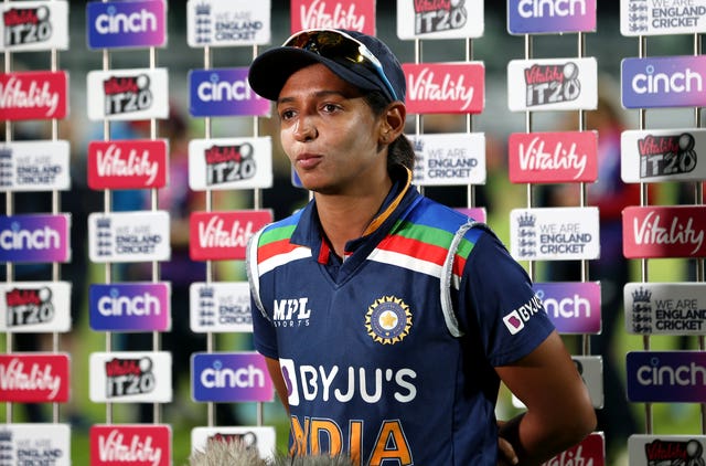 India captain Harmanpreet Kaur speaks to the media