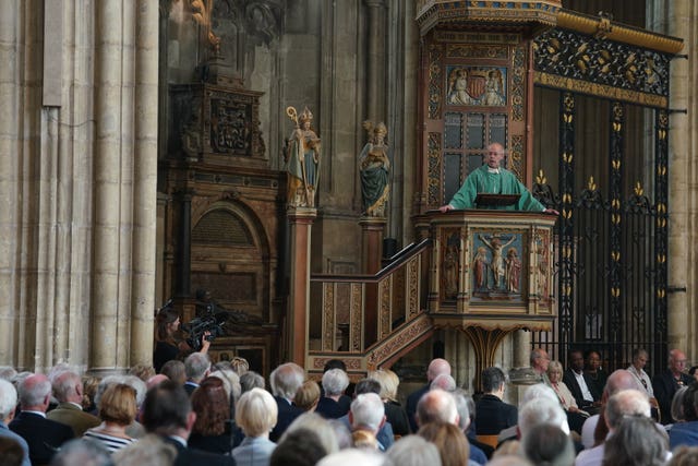 The Archbishop of Canterbury delivers a sermon at a special service at Canterbury Cathedral on Sunday