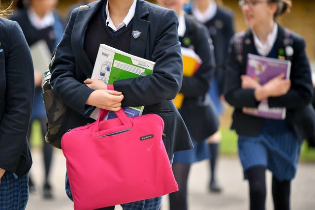 Students carrying bags and books