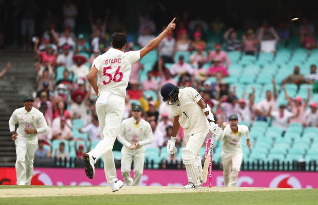 Haseeb Hameed is bowled by Mitchell Starc