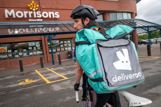 A Deliveroo rider at Morrisons