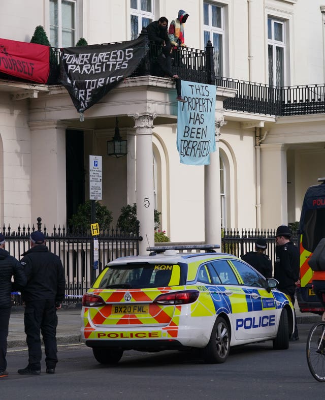 People occupied a mansion in London