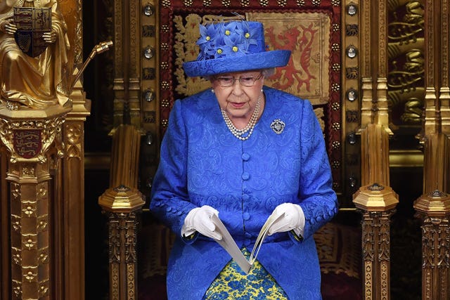 The Queen reading her speech at the state opening of parliament in 2017. Carl Court/PA Wire