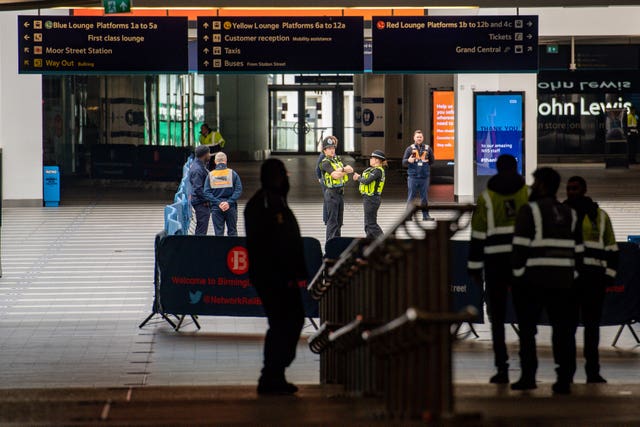 Increased transport police and security personnel were deployed at stations (Jacob King/PA)
